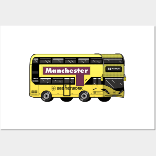 Manchester Transport for Greater Manchester (TfGM) Bee Network yellow bus Posters and Art